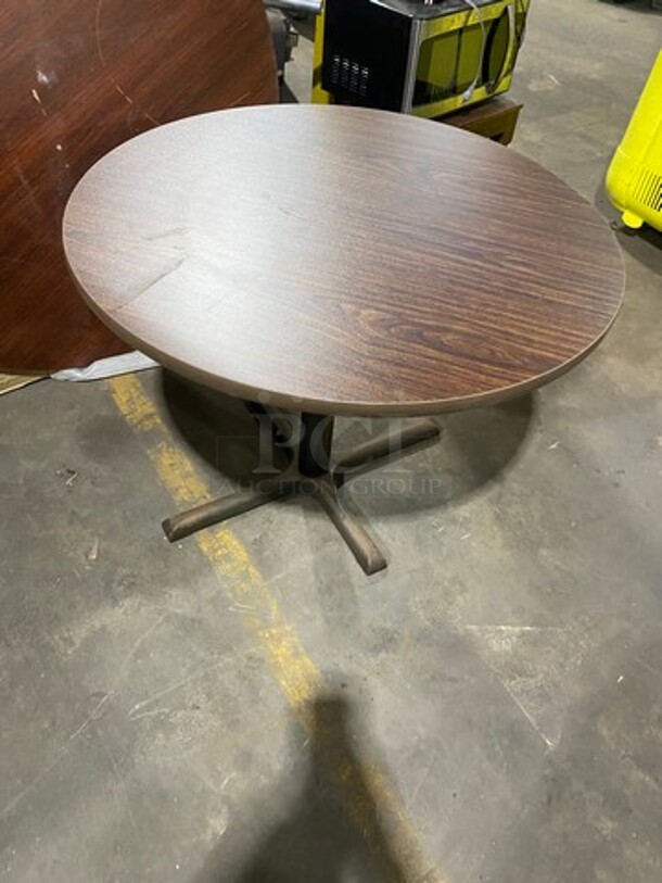 IN THE BOX! G & G Commercial 36" Round Oak/ Walnut Tabletops! With Metal Base! EACH LOT MAY HAVE DIFFERENT STYLE METAL BASE! EACH BOX HAS 2 TABLETOPS! 1 BOX PER LOT NUMBER! 2x Your Bid! - Image 3 of 6