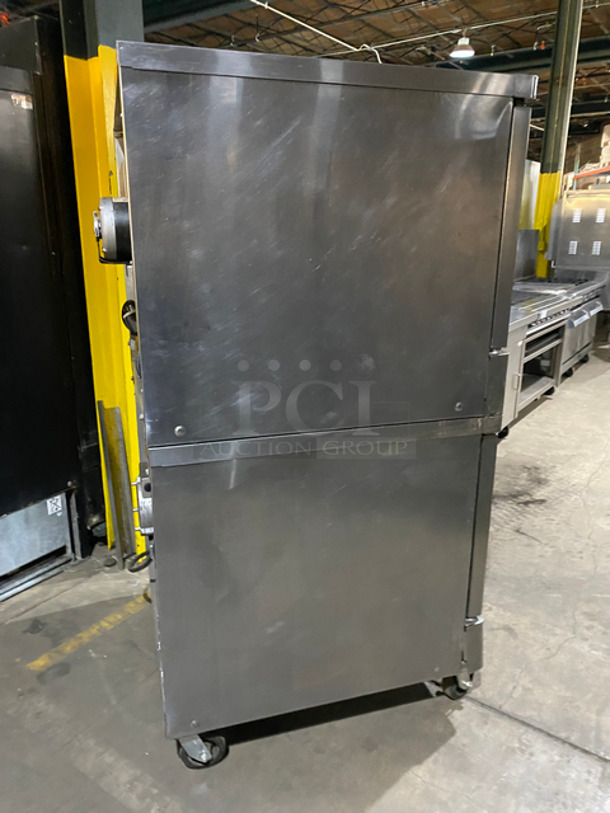Blodgett Commercial Electric Powered Double Deck Convection Oven! With 1 View Through Door And 1 Solid Door! With Metal Oven Racks! All Stainless Steel! On Casters! 2x Your Bid Makes 1 Unit! - Image 3 of 8