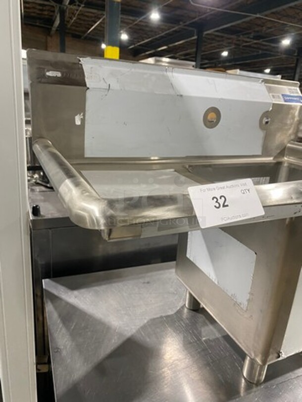 NEW! SCRATCH-N-DENT! Sapphire Single Compartment Prep Sink! With Single Side Drain Board! With Back Splash! All Stainless Steel! NO LEGS! Model: SMS1515L - Image 4 of 7