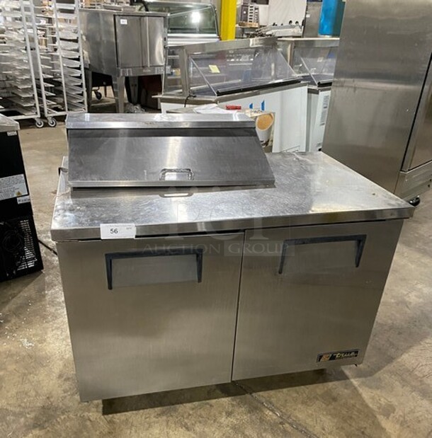 COOL! True Commercial Refrigerated Sandwich Prep Table! With 2 Door Underneath Storage Space! All Stainless Steel! On Casters! Model: TSSU4808 SN:4940880 115V 1PH - Item #1113788