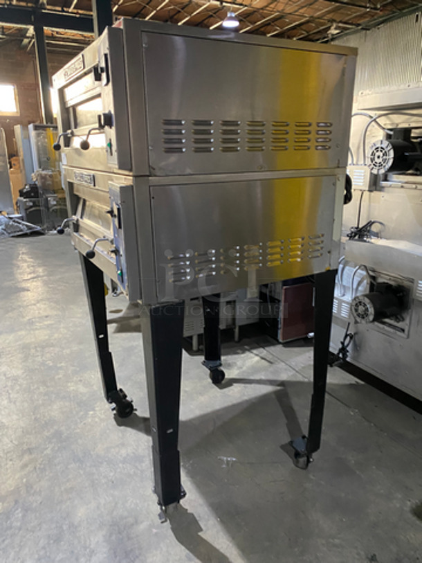 NICE! Bakers Pride Commercial Electric Powered Double Pizza Oven! All Stainless Steel! On Casters! Model: EP-1 SN: 580051002001 208V 60HZ 1 Phase - Image 2 of 10