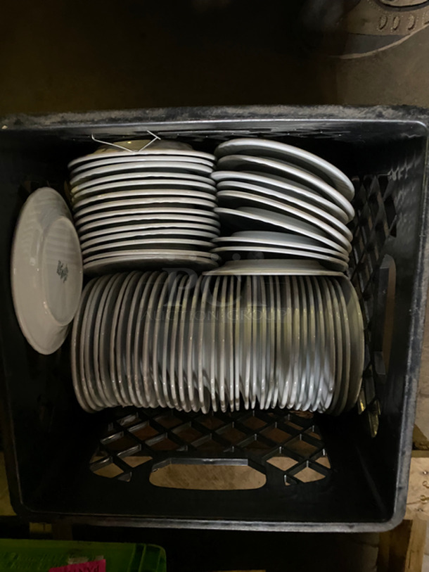 MISELLANEOUS! Assorted Size And Style Dishware! Includes Black Poly Crates! 3x Your Bid! - Image 2 of 9