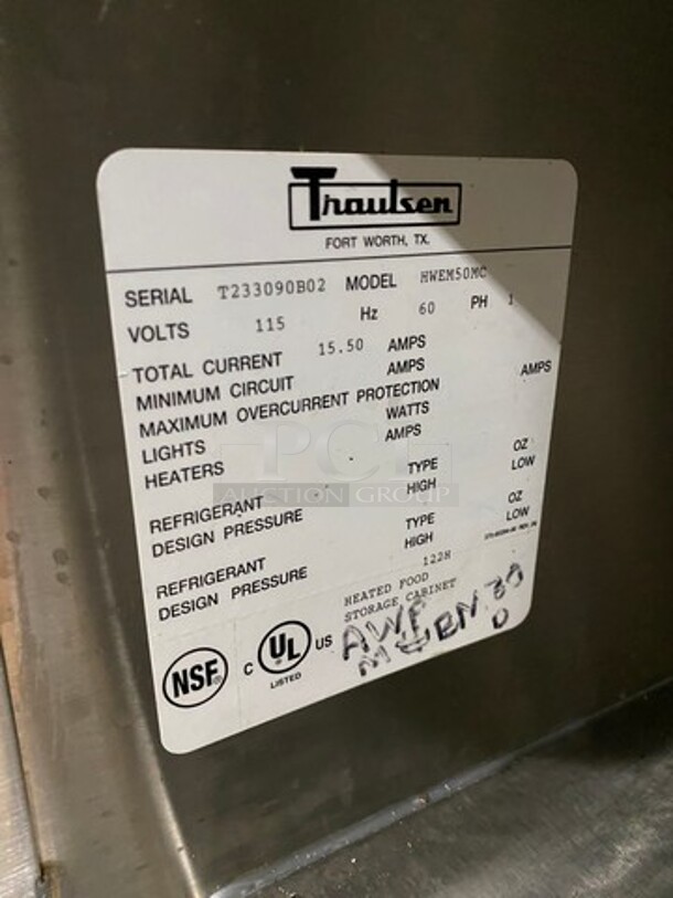 Traulsen Commercial Electric Powered 4 Well Steam Table! With Storage Space Underneath! All Stainless Steel! On Casters! Model: HWEM50MC SN: T233090B02 115V 60HZ 1 Phase - Image 9 of 10