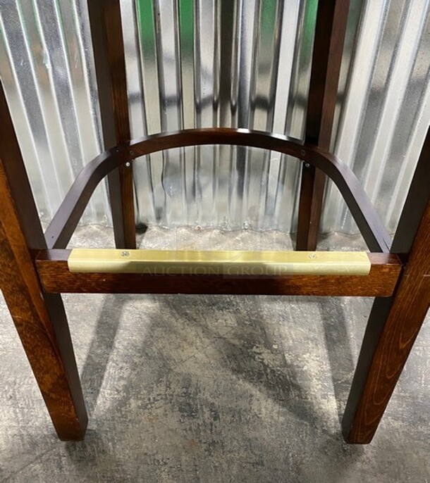 WOW! New! Solid Beech Cherry Wood Cross Back Commercial Bar Stool! With White Vinyl Seat! 2x Your Bid! - Image 6 of 7