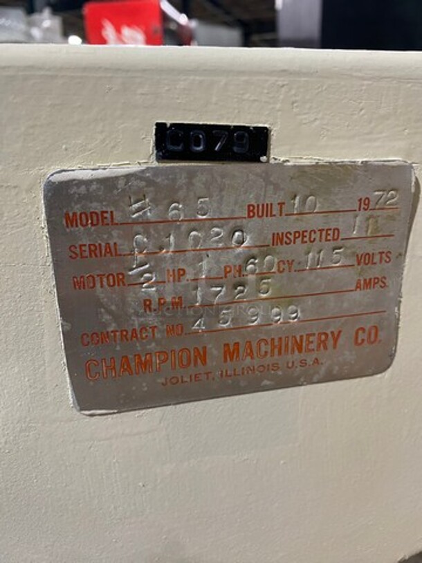 WOW! Champion Commercial Electric Powered Cookie Depositor! With 3 X Dye's! On Casters! WORKING WHEN REMOVED! Model: 65SETL SN: 01020 115V 60HZ 1 Phase - Image 11 of 12