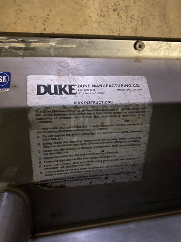 Duke Commercial 3 Bay Sink! With Dual Drainboard, Faucet, Handles And Spray Nozzle Attachment! All Stainless Steel! - Image 6 of 8