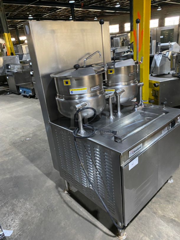 WOW! Cleveland Natural Gas Powered Commercial Double Tilted Kettle Cabinet Assembly! With 2 10 Gallon Kettles! All Stainless Steel! On Legs! Model: 36GMK1010200 SN: 1411230000835 115V 60HZ 1 Phase - Image 2 of 12