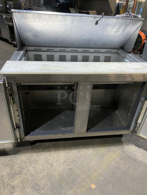 Leader Commercial Refrigerated Sandwich Prep Table! With Commercial Cutting Board! With 2 Door Storage Space! All Stainless Steel! On Casters! Model: NSFM48S/C SN: NI020121 115V 60HZ 1 Phase - Image 5 of 10