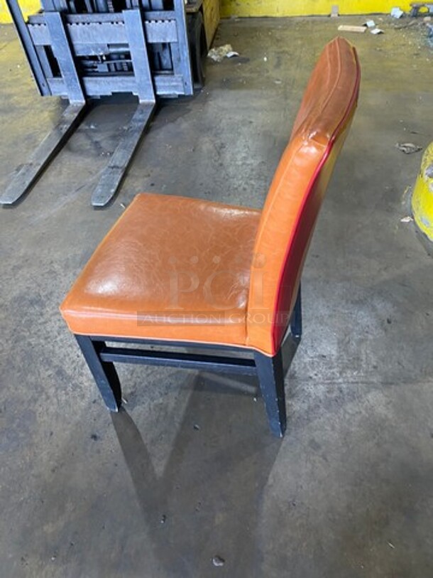 NICE! Orange Cushioned Chair! With Black Wooden Legs! 3x Your Bid - Image 5 of 9