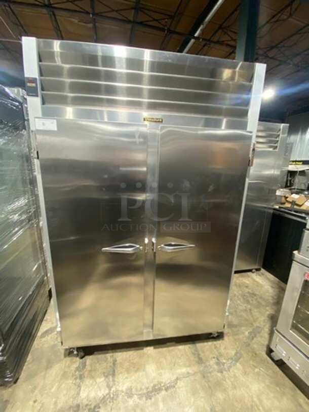Traulsen Commercial 2 Door Reach In Refrigerator! With Pan Rack And Poly Coated Racks! All Stainless Steel! On Casters! Model: G20010 SN: T160044C11 115V 60HZ 1 Phase - Image 1 of 9