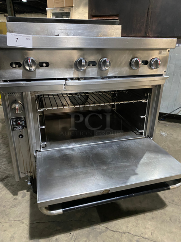 WOW! Jade Range By Blodgett Commercial 4 Burner Stove! With Left Side Flat Top! With Backsplash! With Under neath CONVECTION Oven Underneath! Metal Oven Rack! All Stainless Steel! - Image 8 of 12
