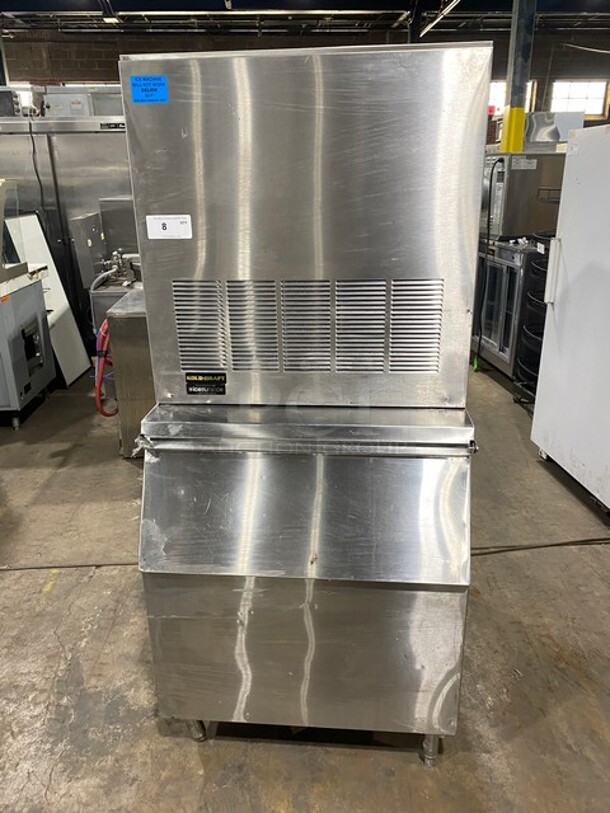 Kold Draft Commercial Ice Making Machine! On Commercial Ice Bin! All Stainless Steel! On Legs! 2x Your Bid Makes One Unit!
