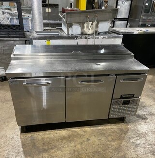 Continental Commercial Refrigerated Pizza Prep Table! With 3 Door Storage Space Underneath! All Stainless Steel! On Casters! Model: CPA68 SN: 15974548! 115V 1 Phase