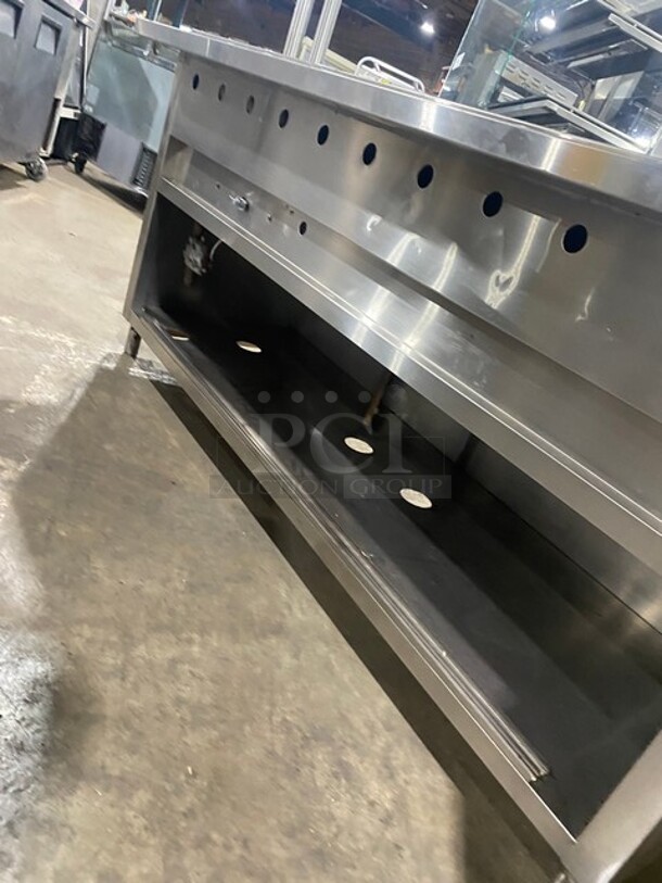 Commercial Heated Food/ Soup Serving Steam Table Station! With Round Pan Adapter! With Sneeze Guard! With Storage Space Underneath! All Stainless Steel! On Legs! WORKING WHEN REMOVED! - Image 7 of 8