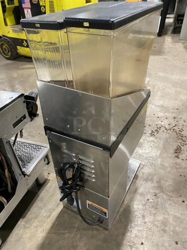 Bunn Commercial Countertop Dual Coffee Bean Grinder Machine! Stainless Steel Body! Model: MHG SN: MHG0017267 120V 60HZ 1 Phase - Image 4 of 8