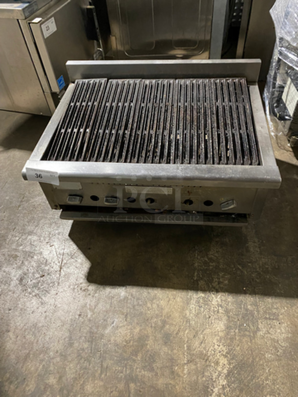 Rankin Delux Commercial Countertop Natural Gas Powered Char Broiler Grill! With Back Splash! Stainless Steel Body! On Small Legs! Model: DRB30C SN: 141026