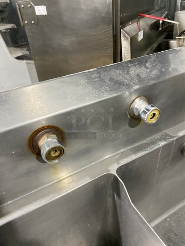Southern Heavy Duty 4 Compartment Stainless Commercial 4 Compartment Dish Washing Sink! With Dual Side Drain Board! With Back Splash! All Stainless Steel! On Legs! - Image 8 of 10