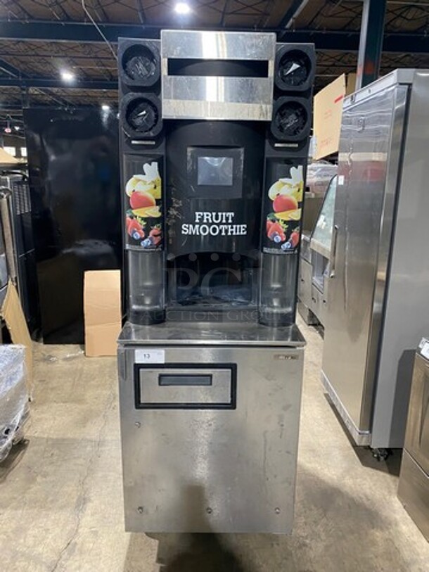 AMAZING! Manitowoc Multiplex Smoothie Workstation! On Single Door Undercounter Cooler! With Poly Bins! All Stainless Steel! On Casters! Model: MB81 SN: 1701150000857 115V 60HZ 1 Phase