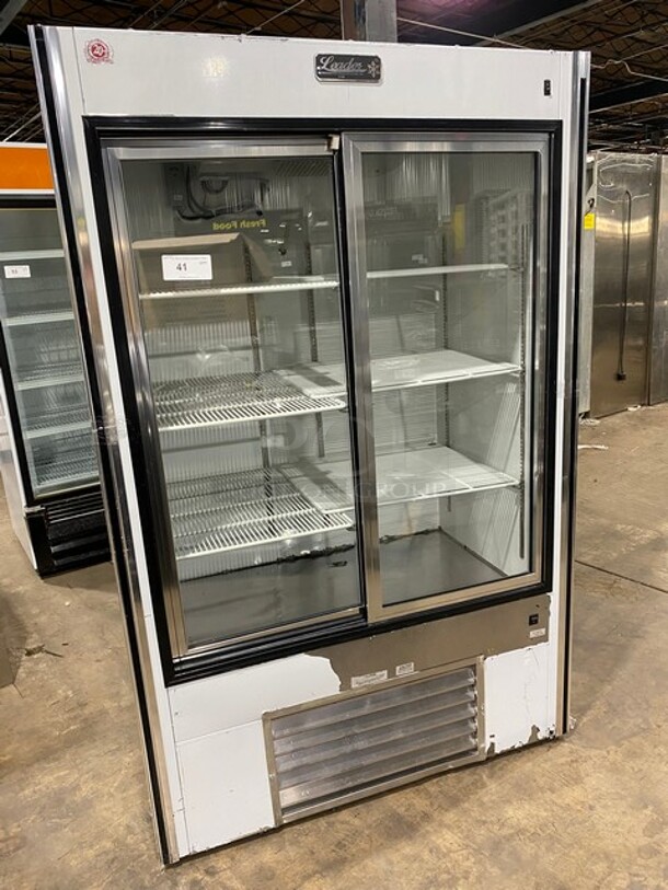 Leader Commercial Refrigerated 2 Door Reach In Merchandiser! With Sliding View Through Doors! With Poly Coated Racks! Stainless Steel Body! Model: LS48SC SN: PV11C0522B 115V 1PH - Image 1 of 8