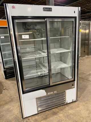 Leader Commercial Refrigerated 2 Door Reach In Merchandiser! With Sliding View Through Doors! With Poly Coated Racks! Stainless Steel Body! Model: LS48SC SN: PV11C0522B 115V 1PH