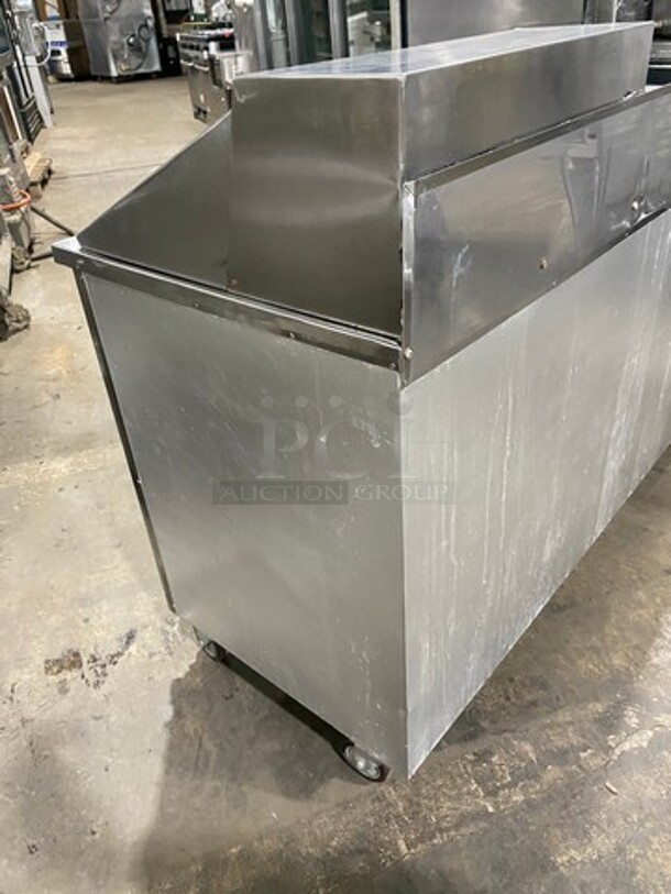 Leader Commercial Refrigerated Sandwich Prep Table! With Back Splash! With 3 Door Storage Space Underneath! Poly Coated Racks! All Stainless Steel! On Casters! Model: LM72S/C SN: PR010562 115V 60HZ 1 Phase - Image 3 of 10