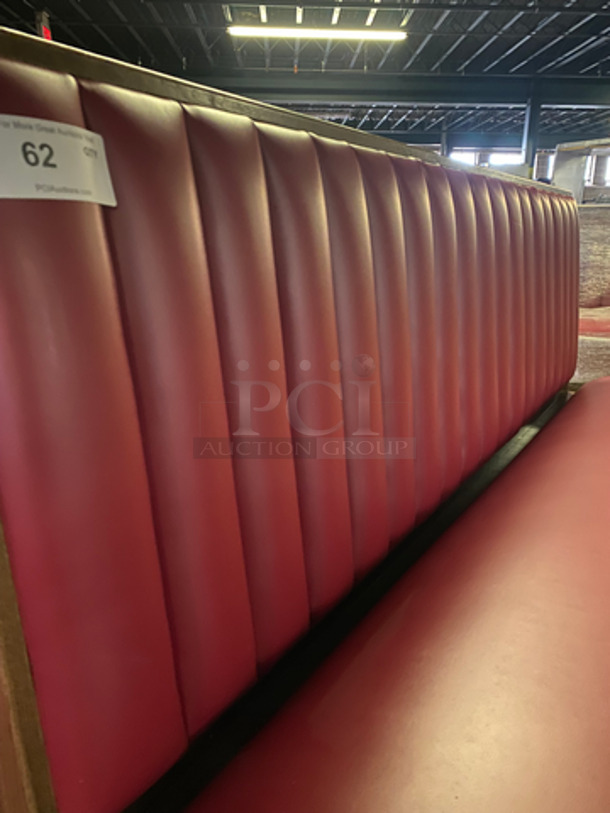 NEW! Single Sided Red Cushioned Booth Seat! With Wooden Outline! Perfect For Up Against The Wall! Can Be Connected To Any Of The Booths Listed! - Image 6 of 6