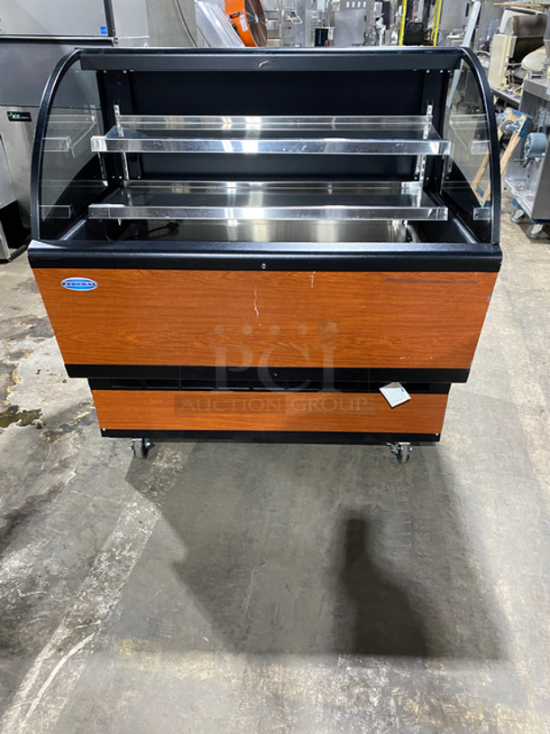 Federal Commercial Open Grab-N-Go Case Merchandiser! With Stainless Steel Shelves! With Front Case Cover! Wooden Pattern Outer Body! On Casters! - Image 1 of 8