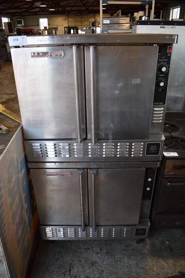 2 Blodgett Zephaire Stainless Steel Commercial Propane Gas Powered Full Size Convection Ovens w/ Solid Doors, Metal Oven Racks and Thermostatic Controls. 38x39x68.5. 2 Times Your Bid!