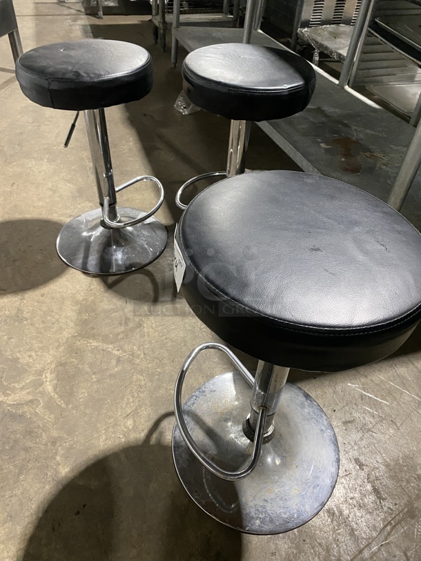 Round Cushioned Adjustable Height Bar Stools! 4 X Your Bid!  - Image 6 of 6