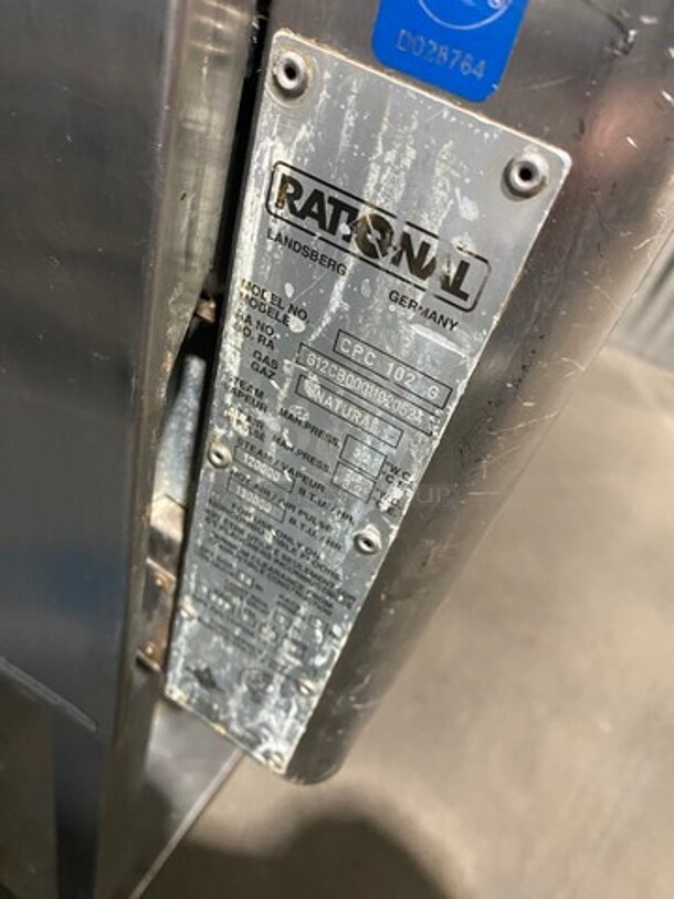 BEAUTIFUL! Rational Commercial Natural Gas Powered Combi Convection Oven! With View Through Door! With Digital Touch Controls! With Open Storage Space Underneath! All Stainless Steel! On Legs! Model: CPC102G SN: G12CB00011020524 - Image 5 of 10