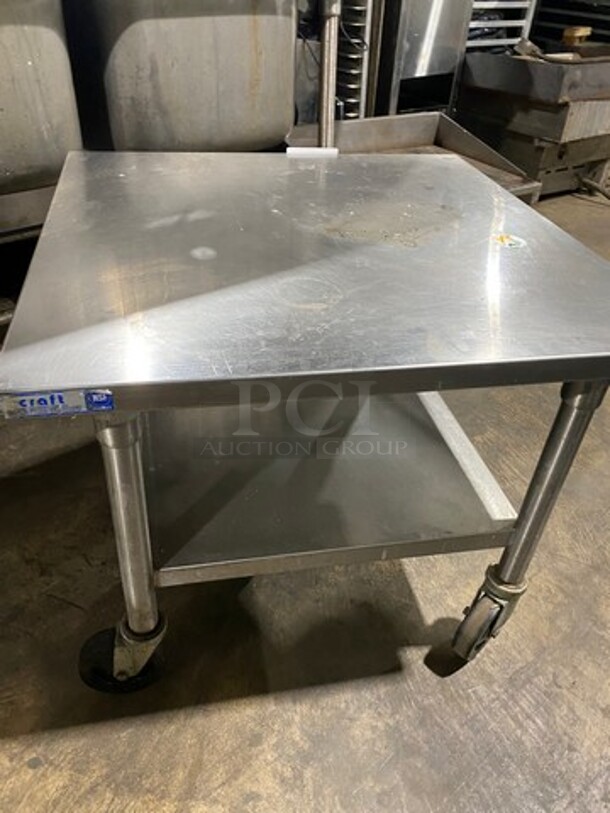 Solid Stainless Steel Work Top/ Prep Table! With Storage Space Underneath! On Casters! - Image 3 of 8