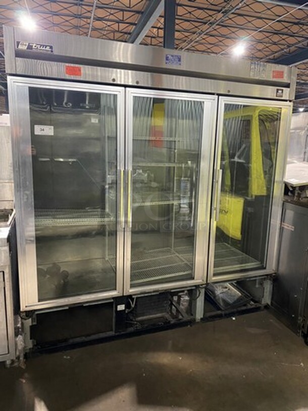 True Commercial 3 Door Reach In Cooler Merchandiser! With View Through Doors! Poly Coated Racks! Stainless Steel Body! Model: TS72G SN: 5254946 115V 60HZ 1 Phase - Image 1 of 12