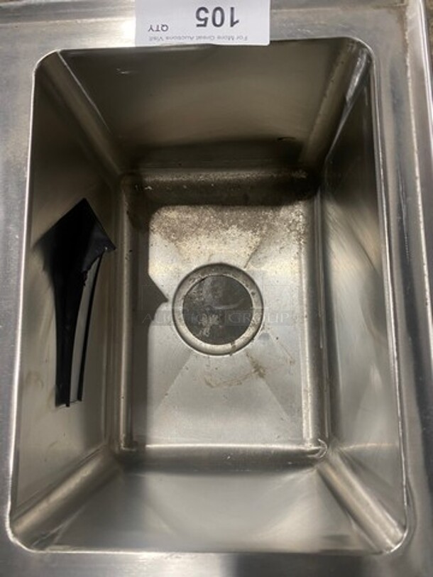 Commercial 3 Compartment Dish Washing Drop In Sink! With Faucet And Handles! All Stainless Steel! - Image 6 of 8