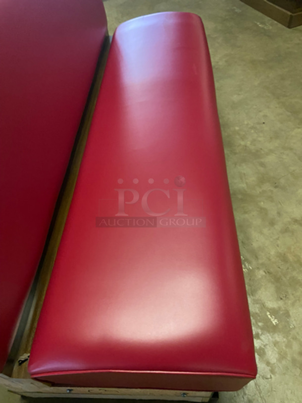 NEW! Single Sided Red Cushioned Booth Seat! With Wooden Outline! Perfect For Up Against The Wall! Can Be Connected To Any Of The Booths Listed! - Image 5 of 7