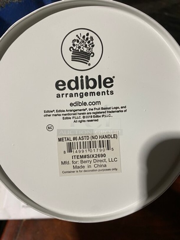 Edible Arrangements Round Metal Multi-Purpose Containers! Good For Decor/ Arrangements! 4x Your Bid! - Image 2 of 6