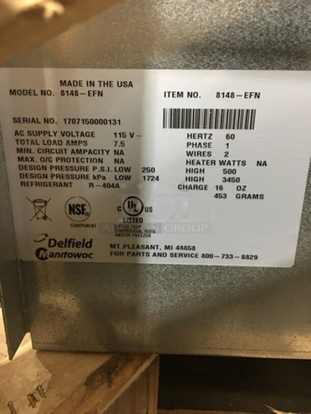 AWESOME! NEW! IN THE CRATE! Delfield Commercial Drop In Cold Pan! Solid Stainless Steel! Model: 8148EFN SN: 1707150000131 115V 60HZ 1 Phase - Image 7 of 7