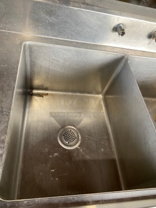 Southern Stainless Commercial 4 Compartment Dish Washing Sink! With Dual Side Drain Board! With Back Splash! All Stainless Steel! On Legs! - Image 7 of 10