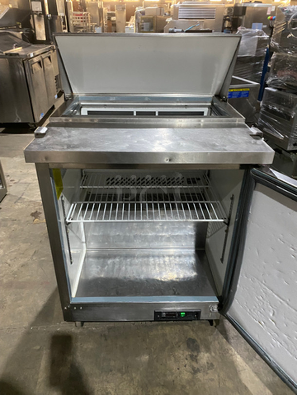 WOW! Artic Air Commercial Refrigerated Sandwich/Salad Prep Table! With Single Door Storage Space Underneath! With Poly Coated Rack! All Stainless Steel! On Casters! Model: AST28R SN: 5082984 115V 60HZ - Image 6 of 10
