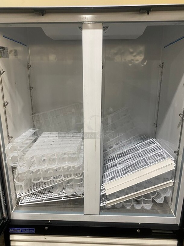 LATE MODEL 2019! Central Commercial 2 Door Reach In Refrigerator Merchandiser! With Poly Coated Racks! With View Through Doors! Model 69K115HC Serial 9064722! 115V 1Phase! Working When Removed! - Image 6 of 7