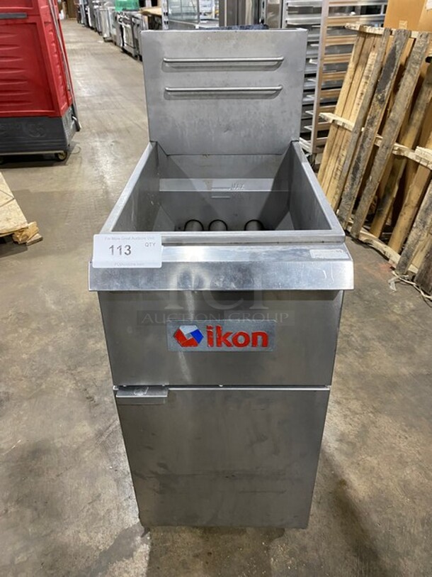 Ikon Stainless Steel Commercial Floor Style Propane Gas Powered Deep Fat Fryer! On Commercial Casters! MODEL IGF-35/40-LP SN: 210107831