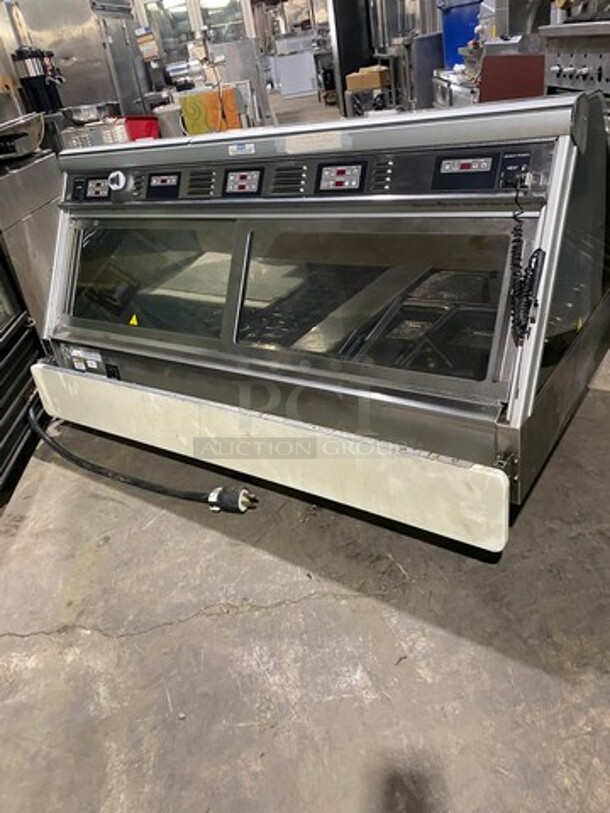 Henny Penny Commercial Countertop Electric Powered Heated Food Display Case Merchandiser! With Rear Access Sliding Doors! With Lowering Prep Line! Stainless Steel Body! (MEASUREMENTS INCLUDE PREPLINE) Model: HMR105 SN: HA1305063 120/208V 60HZ 1 Phase - Image 3 of 12