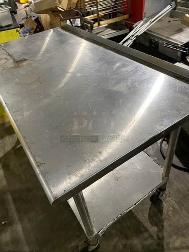 ALL Solid Stainless Steel Work Top/ Prep Table! With Back Splash! With Storage Space Underneath! On Casters! - Image 5 of 8