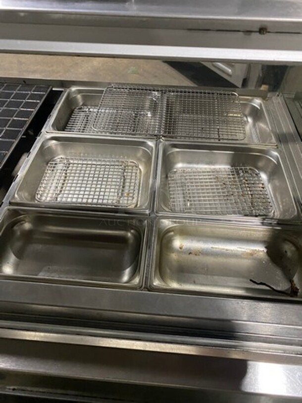 Henny Penny Commercial Countertop Electric Powered Heated Food Display Case Merchandiser! With Rear Access Sliding Doors! With Lowering Prep Line! Stainless Steel Body! (MEASUREMENTS INCLUDE PREPLINE) Model: HMR105 SN: HA1305063 120/208V 60HZ 1 Phase - Image 6 of 12