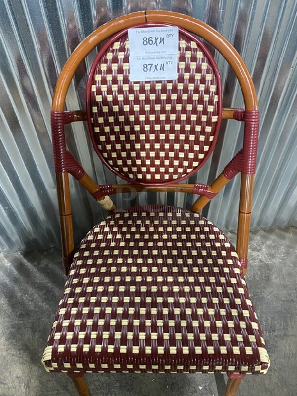 NEW! Nice Aluminum Bamboo Patio Dinning Side Chair In Red! 4x Your Bid! - Image 5 of 7