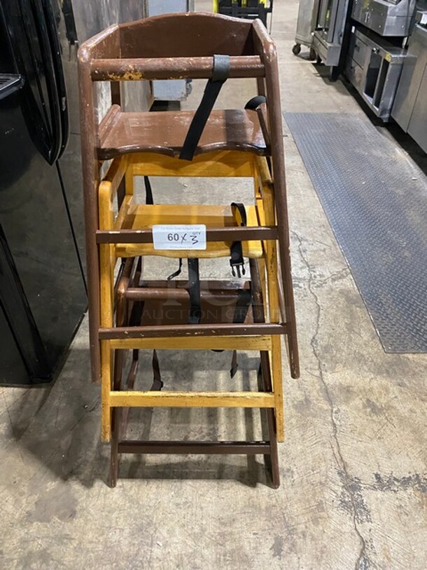 Wooden Style High Chairs! 3 X Your Bid! - Image 1 of 6
