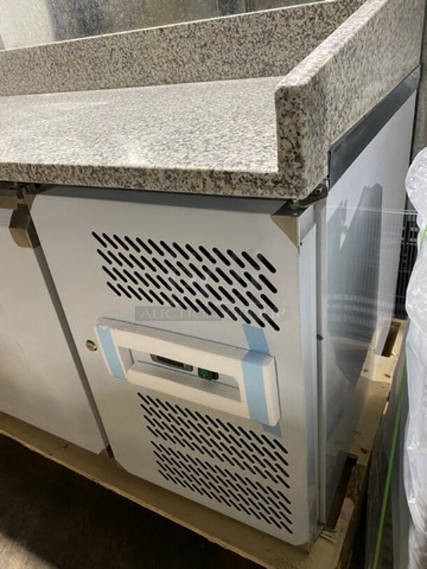 AMAZING! NEW! SCRATCH-N-DENT! Omcan Commercial Refrigerated Italian Style Marble Top Pizza Prep Table! With 3 Door Storage Space Underneath! Poly Coated Racks! All Stainless Steel! Model: PTCN0581 110V - Image 2 of 12