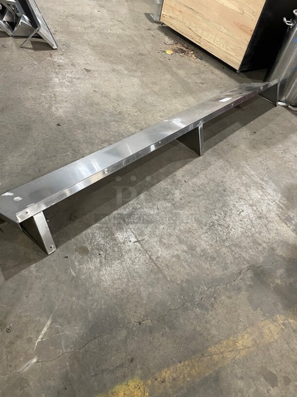 All Stainless Steel! Wall Mounted Commercial Shelf With Backsplash! - Image 3 of 4