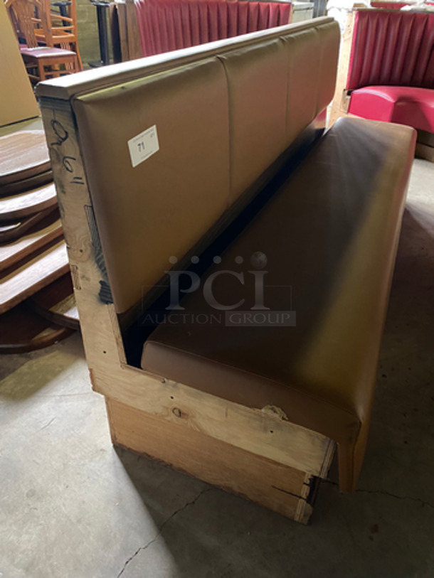 NEW! Single Sided Light Brown Cushioned Booth Seat! With Wooden Outline! Perfect For Up Against The Wall! Can Be Connected With Any Of The Booths Listed! - Image 2 of 7