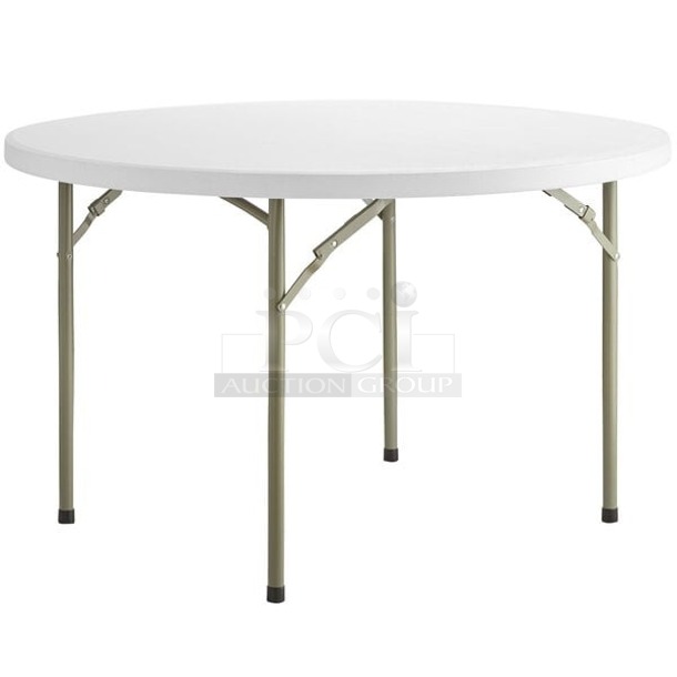 BRAND NEW SCRATCH & DENT! Lancaster Table & Seating 48" Round Heavy-Duty Granite White Plastic Folding Table. 2x Your Bid - Image 1 of 1