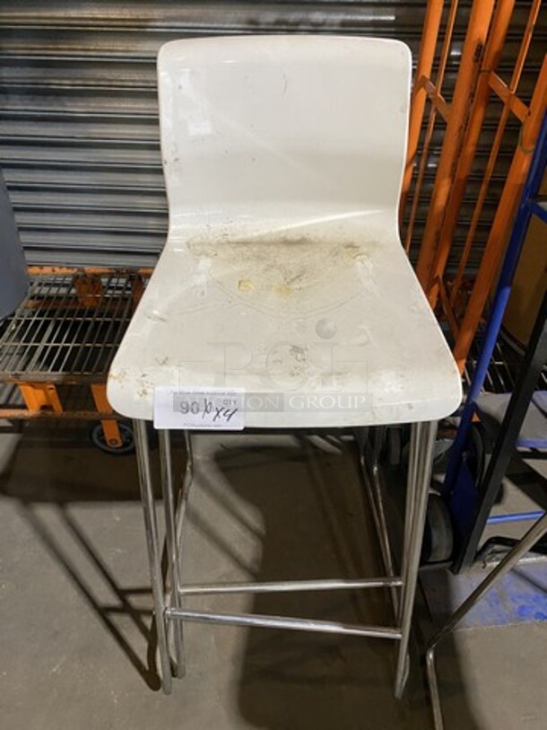 White Poly Counter Height Bar Stools! 4 X  Your Bid!  - Image 1 of 5